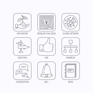 Global ağ gibi ve konuşma simgeler.