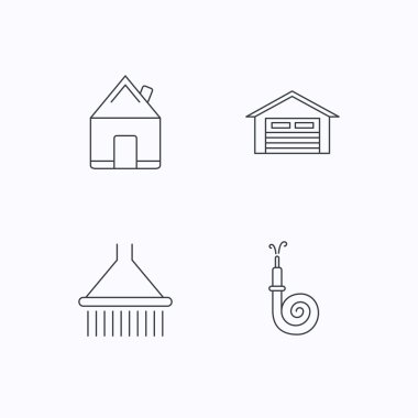 Gerçek Emlak, garaj ve duş simgeleri.