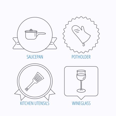 Tencere, potholder ve bardağı simgeleri.