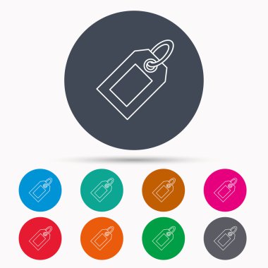 Satılık bir ses etiketi simgesi. Fiyat etiket işareti.