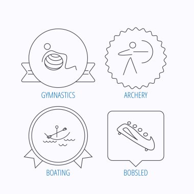 Jimnastik, tekne ve okçuluk simgeleri.