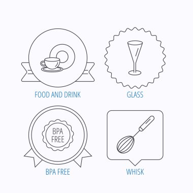 Gıda ve içecek, cam ve çırpma teli simgeleri.