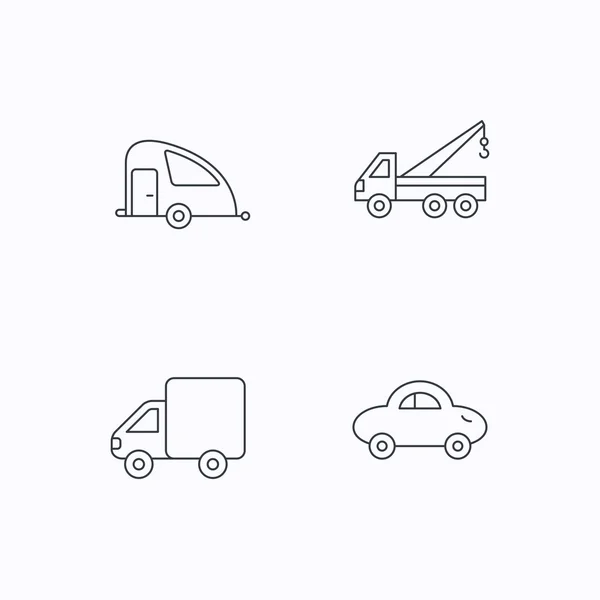 Auto, Lieferwagen und Evakuierungssymbole. — Stockvektor