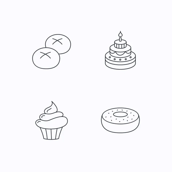 Cupcake, Kuchen und Brötchen Ikonen. — Stockvektor