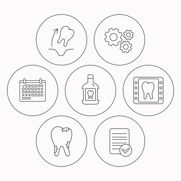 Extraction de dents, caries et icônes de rince-bouche . — Image vectorielle