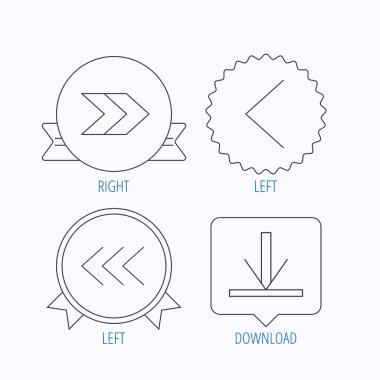 Oklar simgeler. İndirin, sol ve sağ işaret.