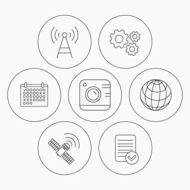 Simge uydu fotoğraf makinesi, Küre ve gps.