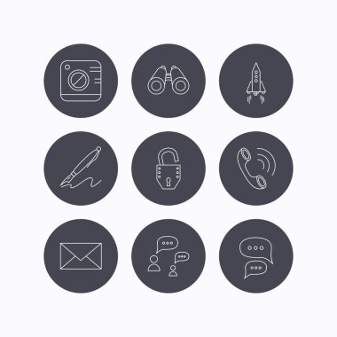 Fotoğraf, başlangıç roket ve arama simgeleri.