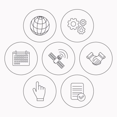 El sıkışma, Küre ve gps uydu simgeleri.