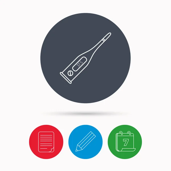 Elektronische thermometer pictogram. Meetgereedschap. — Stockvector