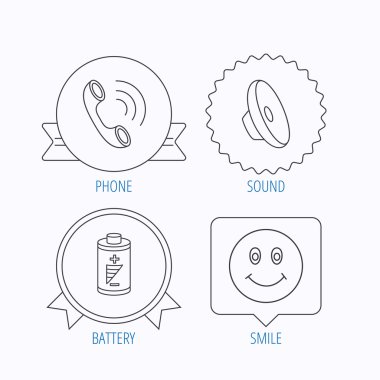 Telefon görüşmesi, pil ve ses simgelerini.