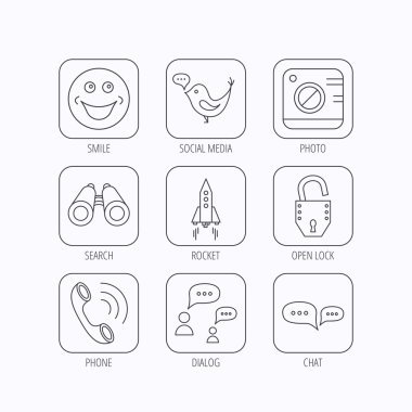 Çağrı telefon, konuşma balonu ve fotoğraf simgeler sohbet.