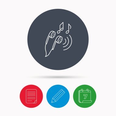 Kulaklık simgesi. Nota işaretleri.