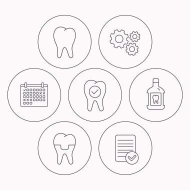 Diş, diş taç ve gargara simgeler.