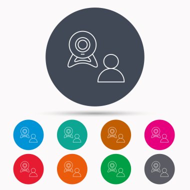 Görüntülü sohbet simgesi. Webcam sohbet işareti.