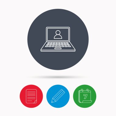 Webinar simgesi. Sohbet video işareti.