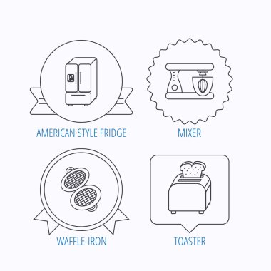Amerikan tarzı buzdolabı, ekmek kızartma makinesi ve Mikser simgeler.