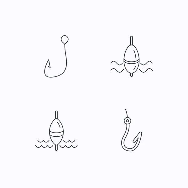 Halászat horog és úszó ikonok. — Stock Vector