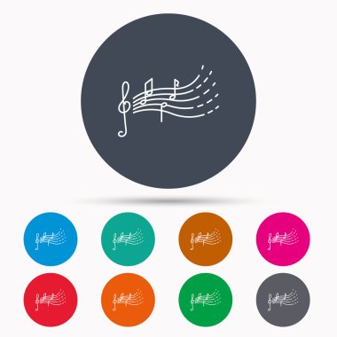 Çocuklar kutsal kişilerin resmi için şarkılar. Müzik notaları, melodi işareti.