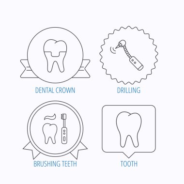 Fırçalama diş, diş ve diş taç simgeler.