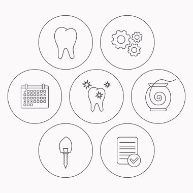 Diş, sağlıklı dişler ve diş implantı simgeler.