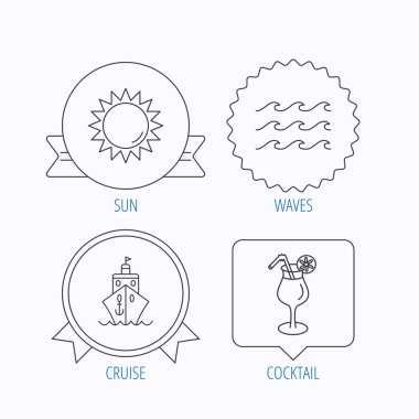 Cruise, dalgalar ve kokteyl simgeler.