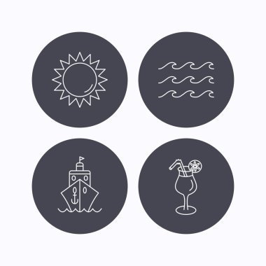 Cruise, dalgalar ve kokteyl simgeler.