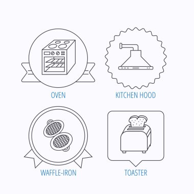 Fırın, ekmek kızartma makinesi ve tost makinesi-simgeleri.