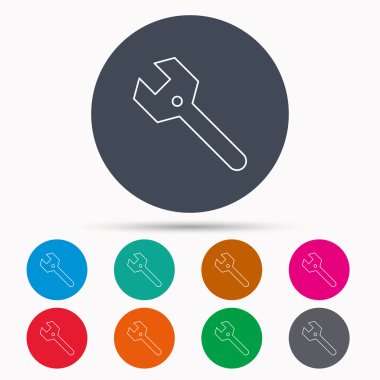 İngiliz anahtarı anahtar simgesi. Onarım aracı işareti.