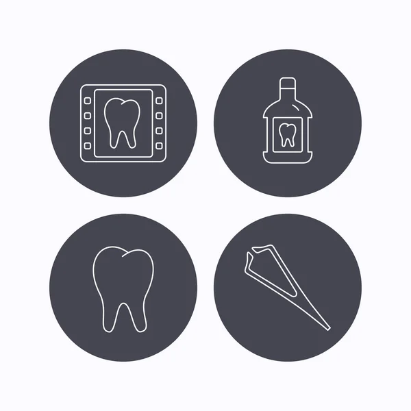Rince-bouche, icônes dentaires et radiographiques dentaires . — Image vectorielle