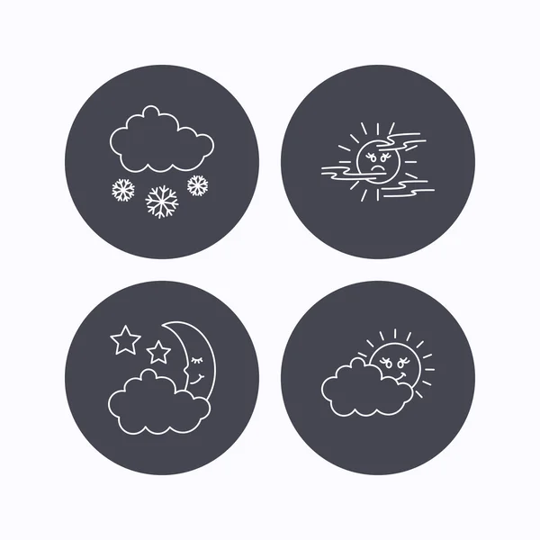 Météo, brume et icônes de neige . — Image vectorielle