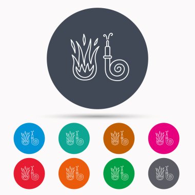 Yangın hortum reel simgesi. İşareti itfaiye istasyonu.