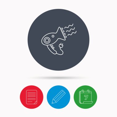 Saç kurutma makinesi simgesi. Elektronik blowdryer işareti.