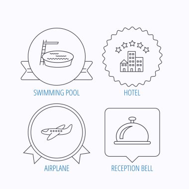 Otel, Yüzme Havuzu ve uçak simgeler.