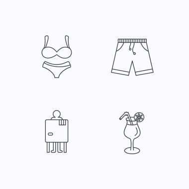 Kokteyl, iç çamaşırı ve şort simgeleri.