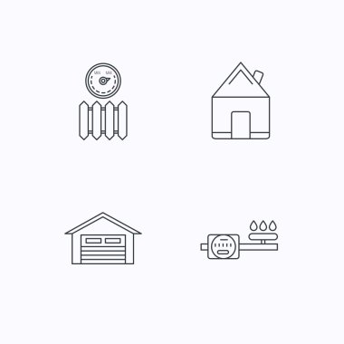 Gayrimenkul, garaj ve ısı radyatör simgeler.