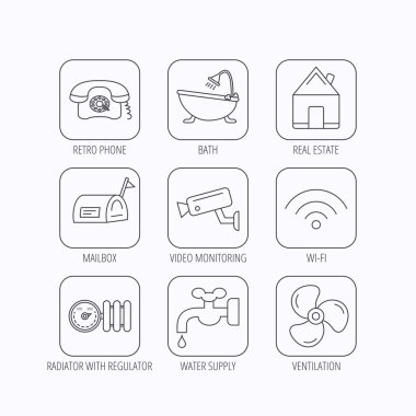 WiFi, video kamera ve posta kutusu simgeleri.