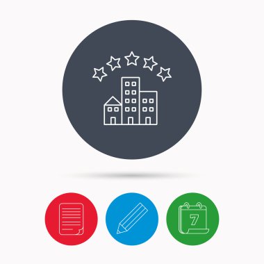 Hotel Icon. Beş yıldız işareti hizmet.