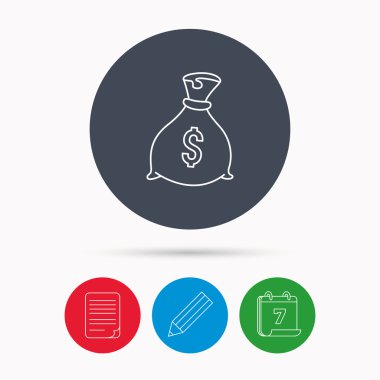 Dolar simgesiyle çuval. Para çantası işareti.