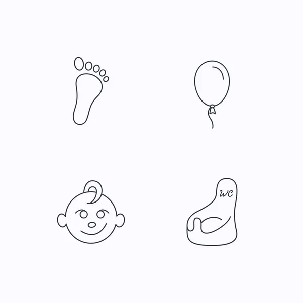 Footprint, baby boy and child toilet icons. — Stock Vector