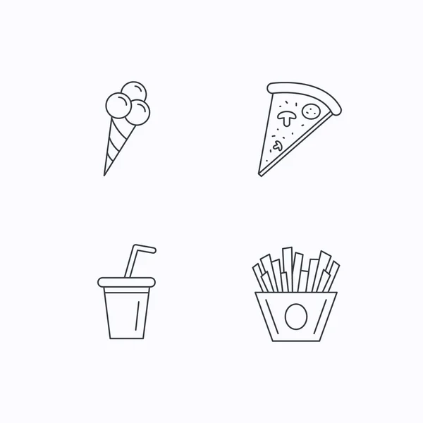 Iconos de helados, pizza y refrescos . — Vector de stock