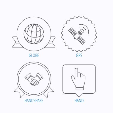 El sıkışma, Küre ve gps uydu simgeleri.