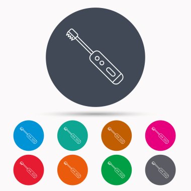 Elektrikli diş fırçası simgesi. Diş işareti Temizleme.