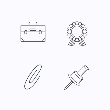 Ödül madalya, raptiye ve Evrak Çantası'nı simgeleri.