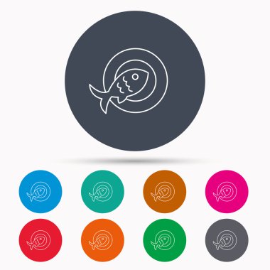 Balık simgesi. Deniz ürünleri işareti. Vejetaryen yiyecekler sembolü.