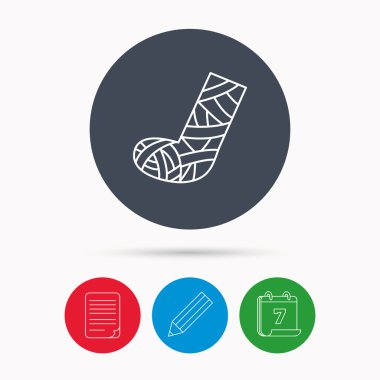 Alçı veya döküm ayak simgesi. Kırık bacak işareti.