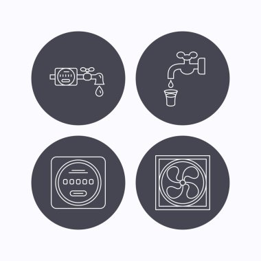 Havalandırma, su sayacı simgeler.