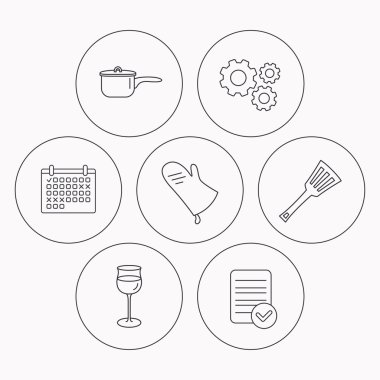 Tencere, potholder ve bardağı simgeleri.