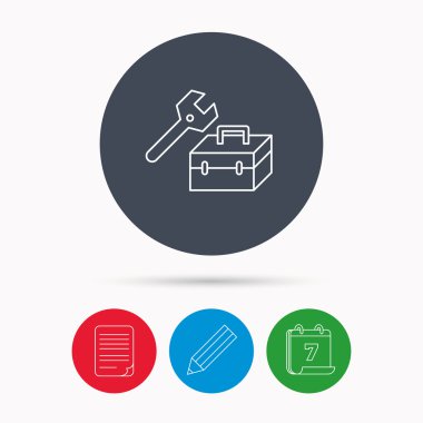 Onarım araç kutusu simgesi. İngiliz anahtarı anahtar işareti.