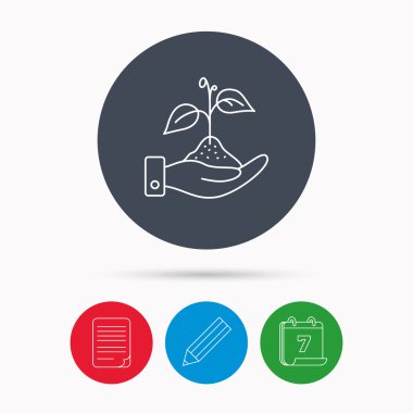 Doğa simge kaydetmek. El bitki Filiz işareti ile.